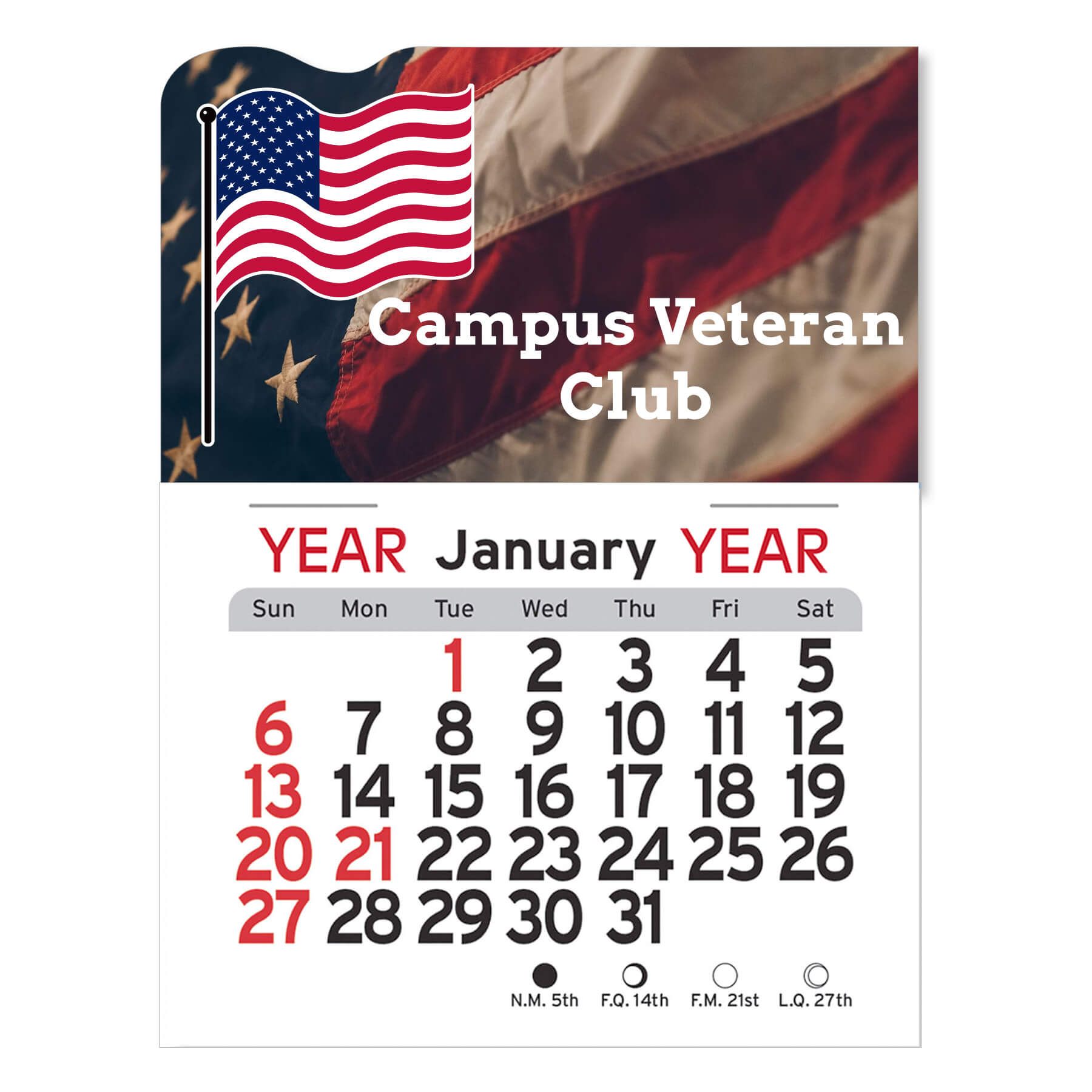 Adhesive Peel-N-Stick® Calendar - American Flag 8