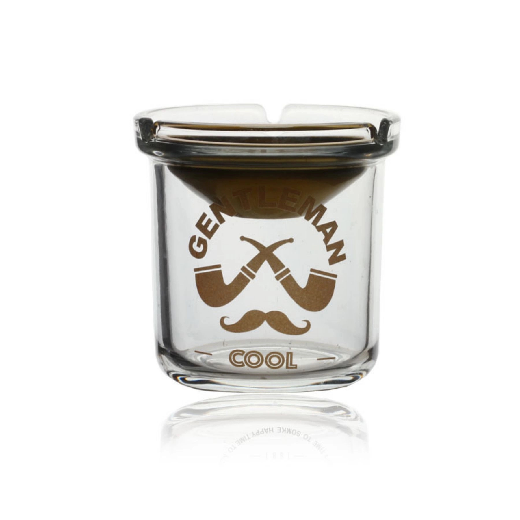 Glass Ashtray With Stainless Steel Funnel Lid Windproof  Cig 4