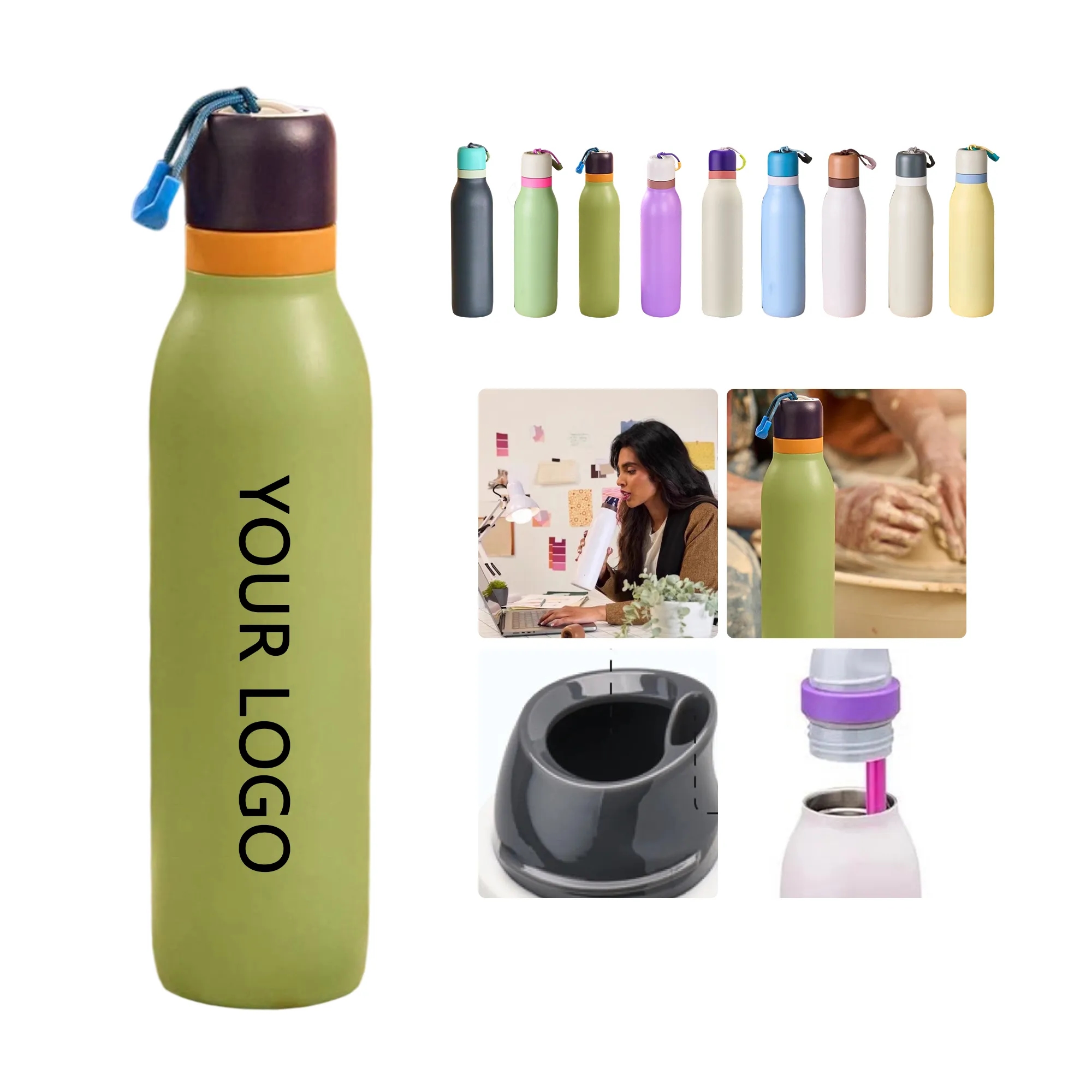 Portable 18oz Stainless Steel Tumbler with Straw 3