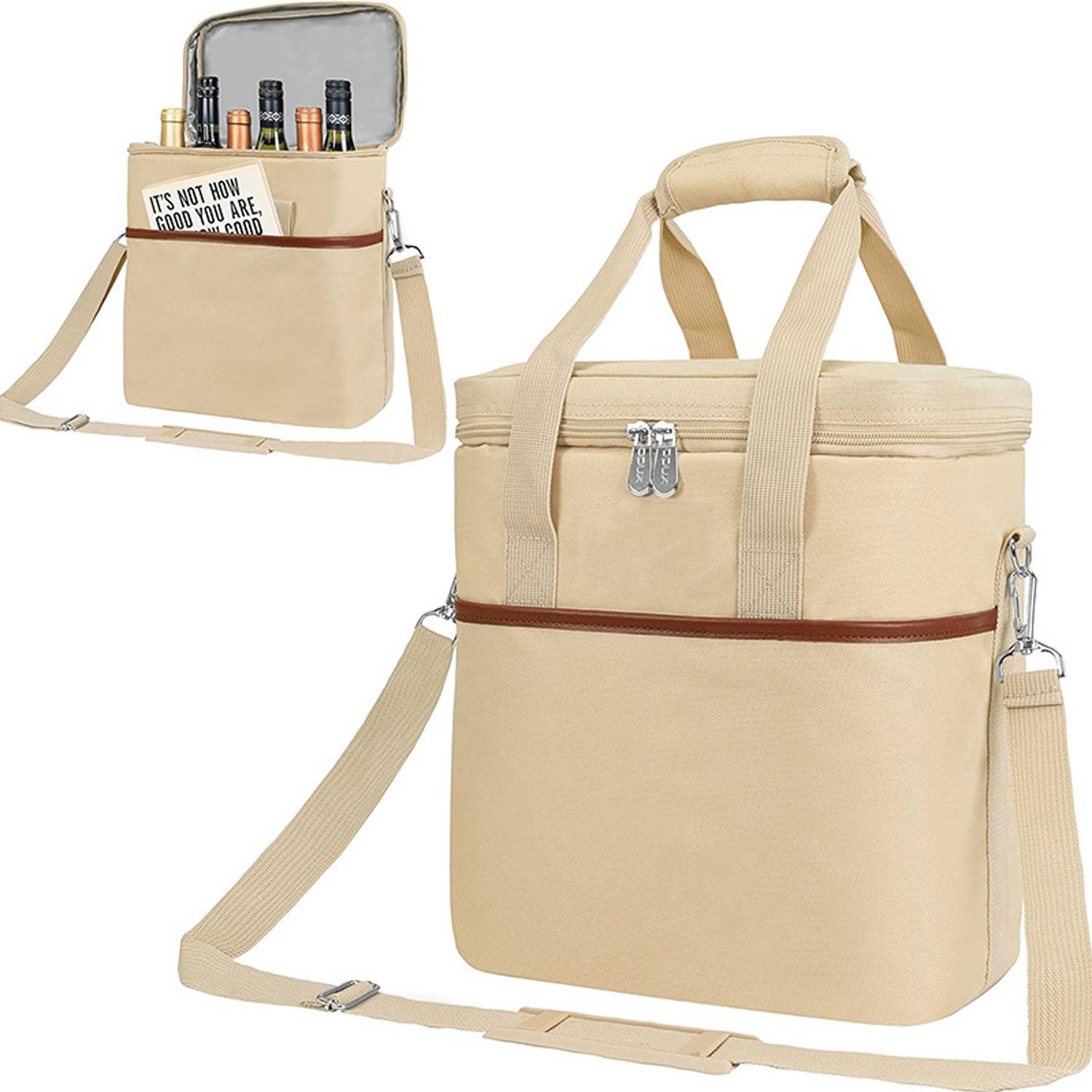6 Wine Bottle Carrier Tote-Insulated Padded 2