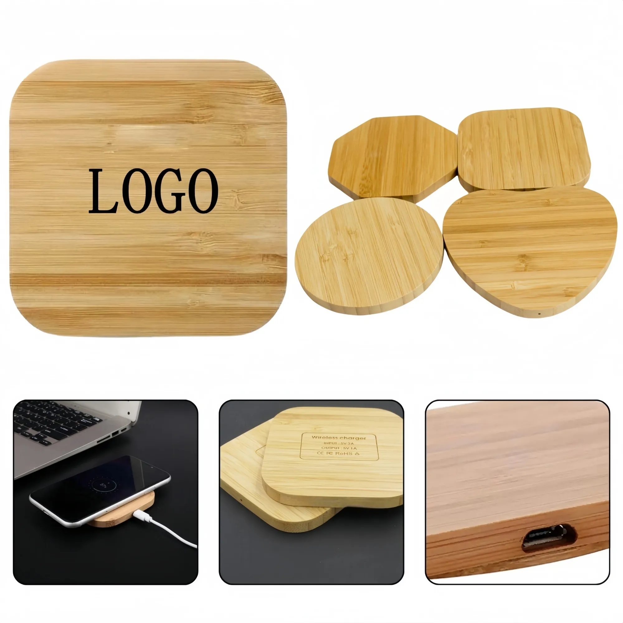 Bamboo Style Wireless Charging Station 2