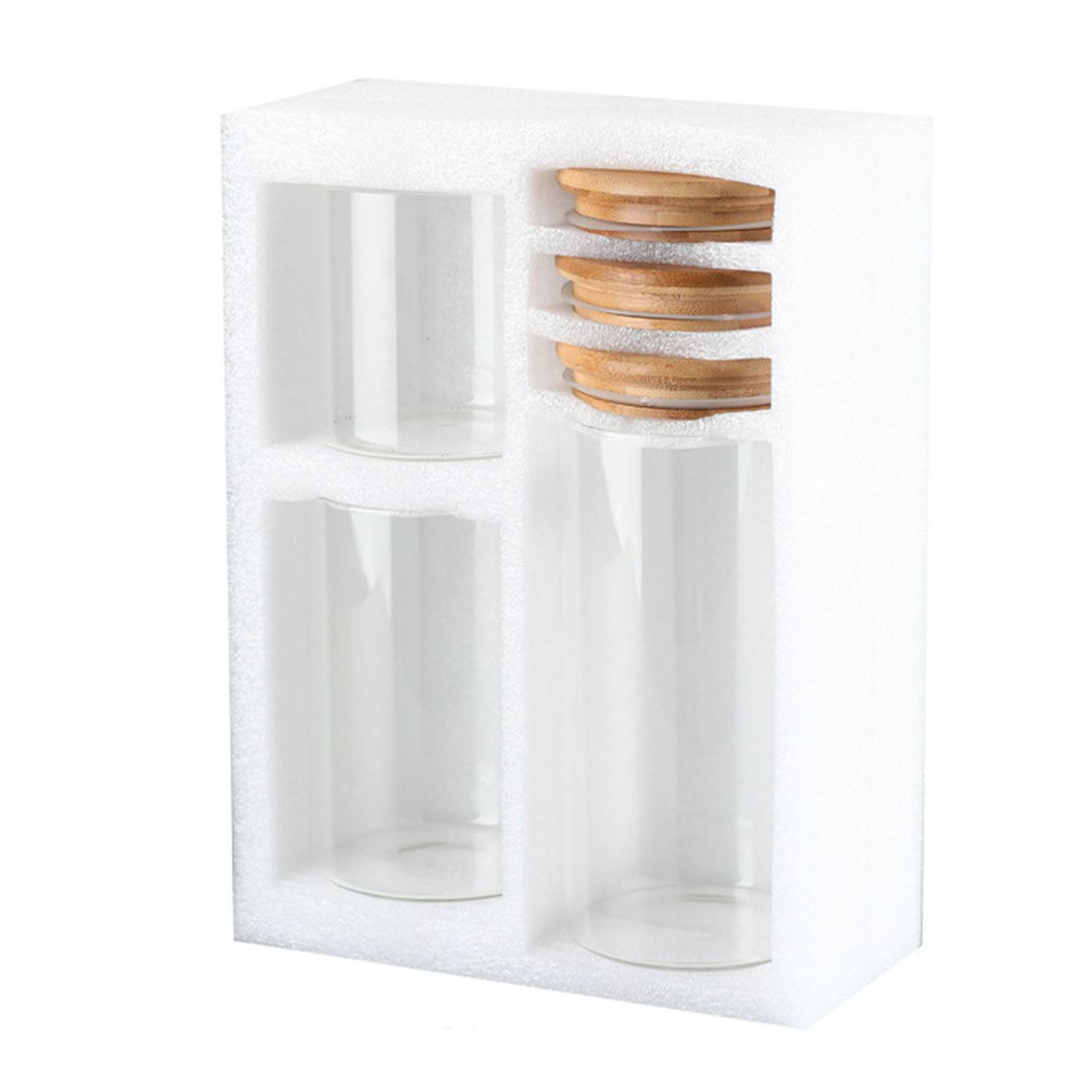21/31/42oz Borosilicate Glass Jar Set w/ Bamboo Lid 6
