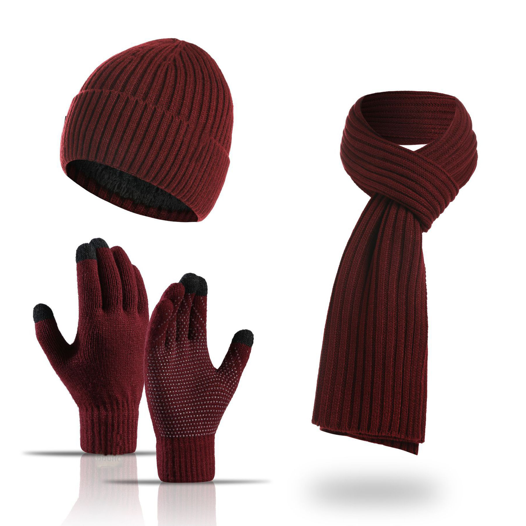 MOQ20 Winter Three-Piece Gloves, Hat, And Scarf Set 5