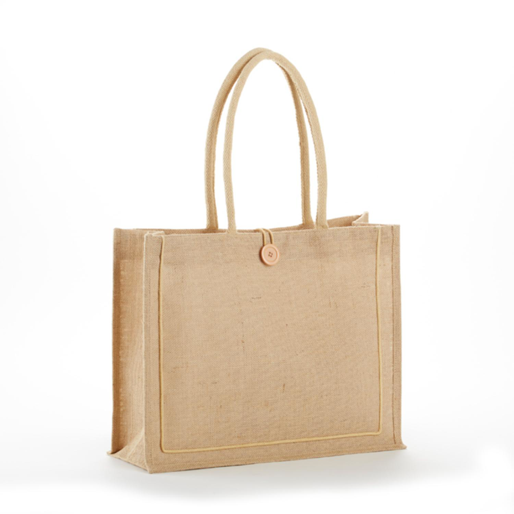 Jute Tote with Cotton Handles & Secure Closure
