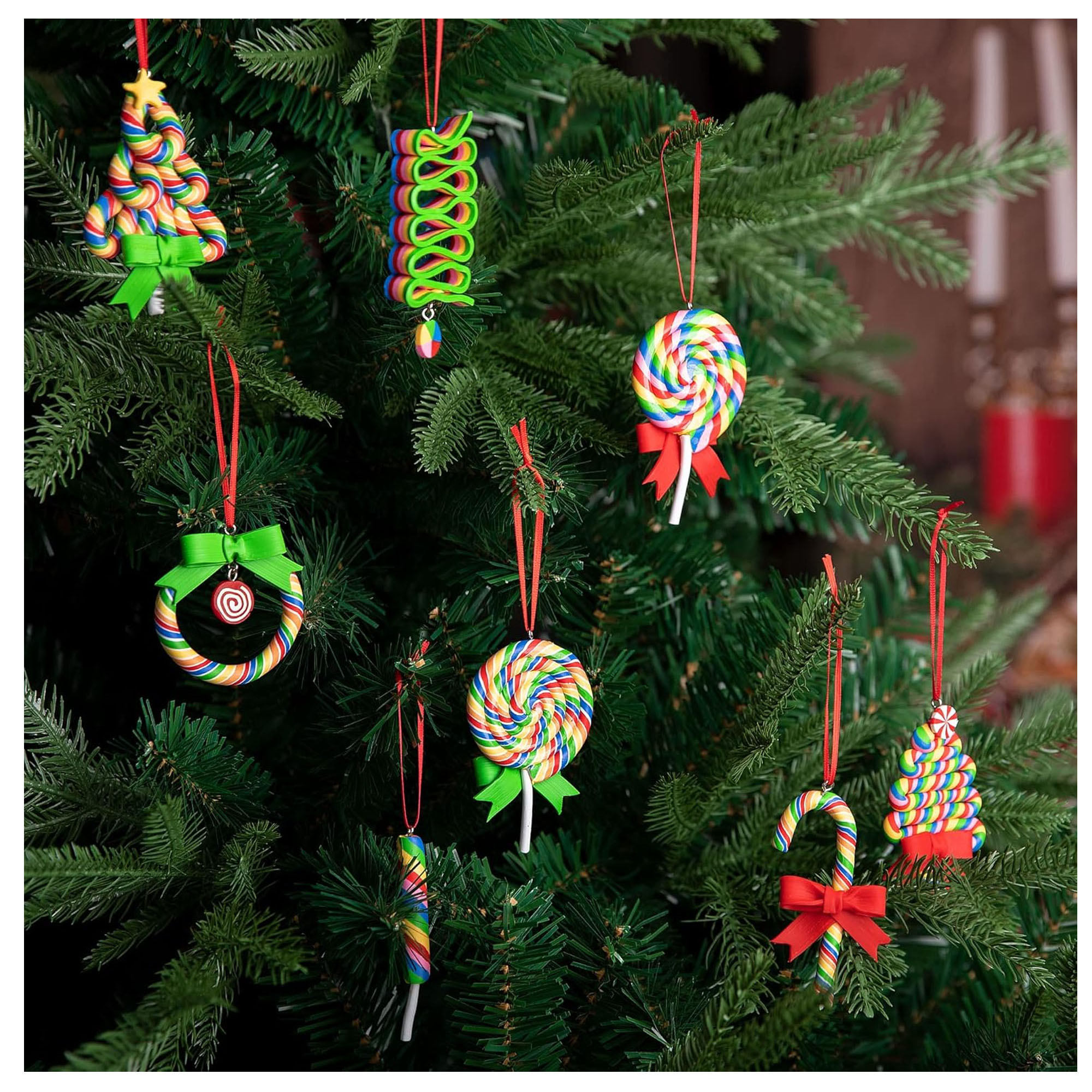 Festive Rainbow Lollipop Christmas Tree Hanging Decorations 3