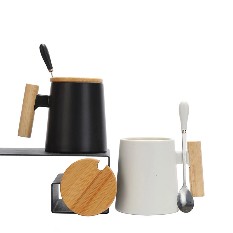 Custom 15 OZ Ceramic with Bamboo Lid and Stir Spoon 8