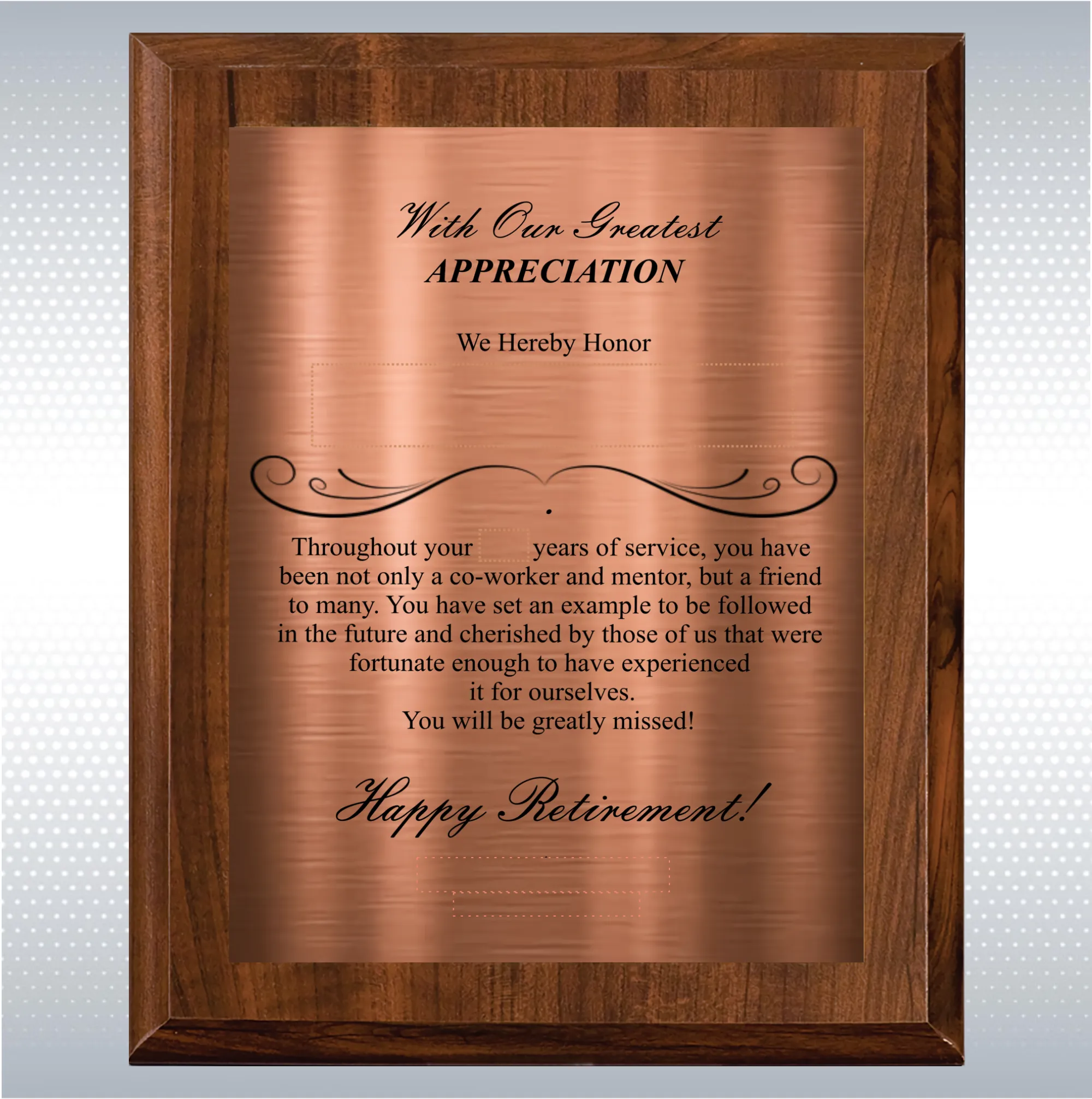 Cherry Finish Plaque Retirement Gift Award 6