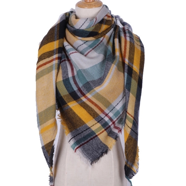 Cashmere Feel Plaid Triangle Scarf 2