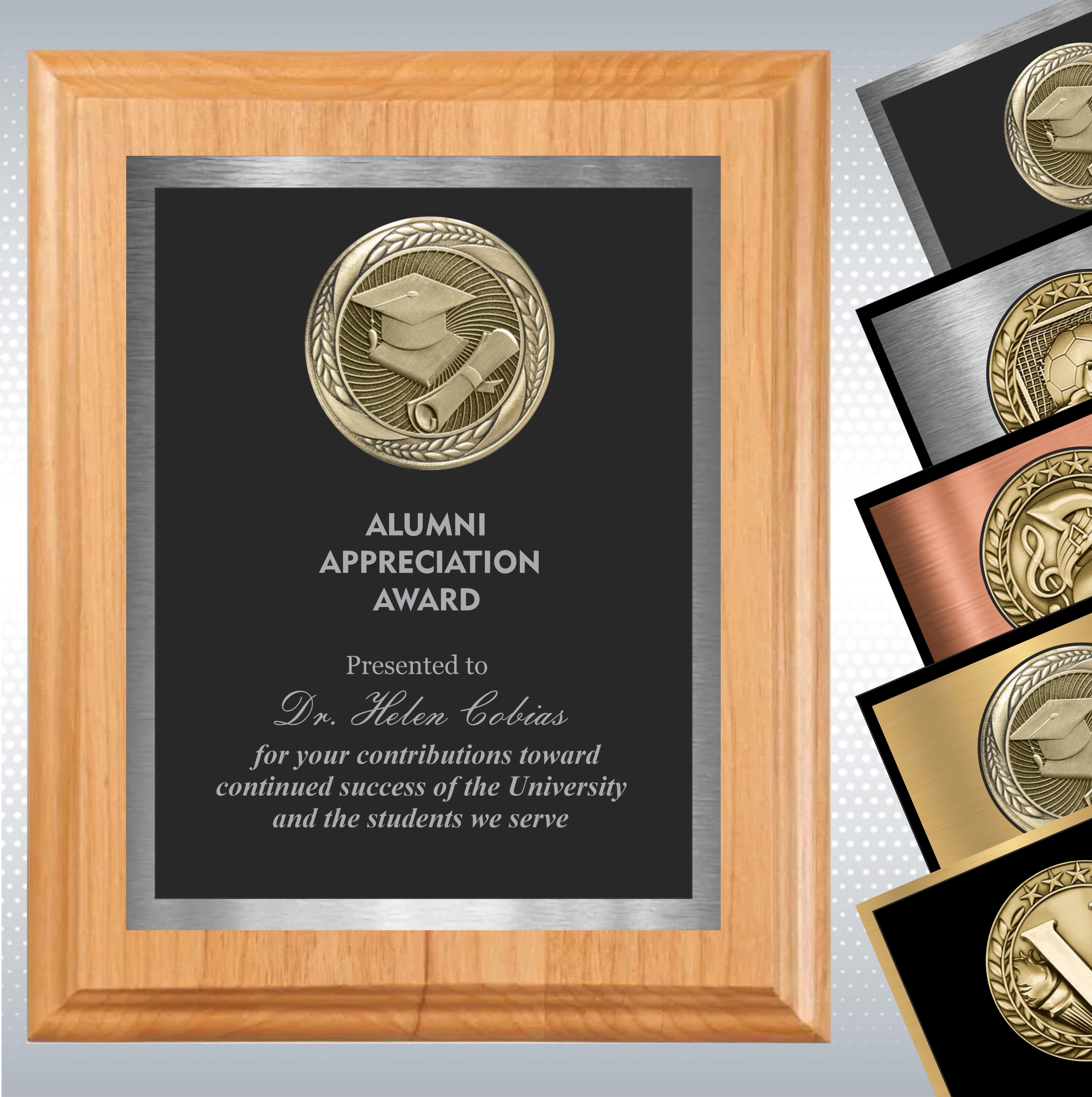 Solid Alder Wood Plaque w/Medallion Over Double Plate 6