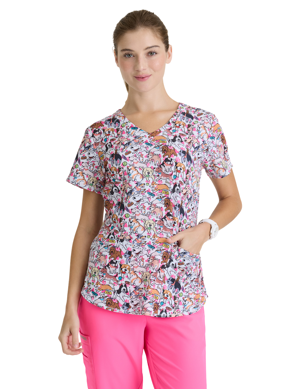 Skechers - Women's Three-Pocket V-Neck Reliance Print Scrub Top 20