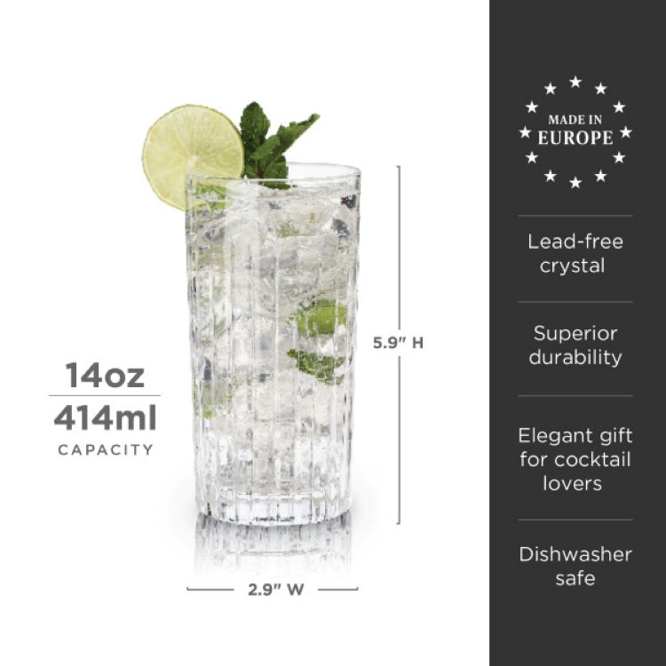Viski® Reserve Milo Crystal Highball Glass, set of 4 11