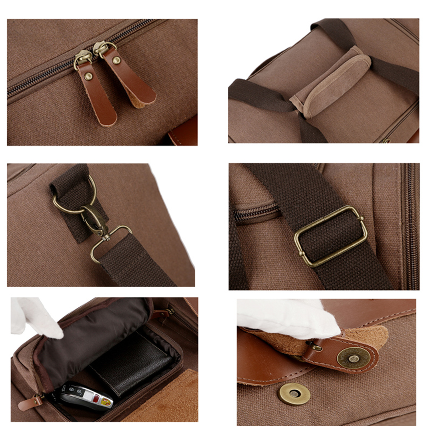 Deluxe canvas pu leather shoulder strap Travel Duffel Bag 15