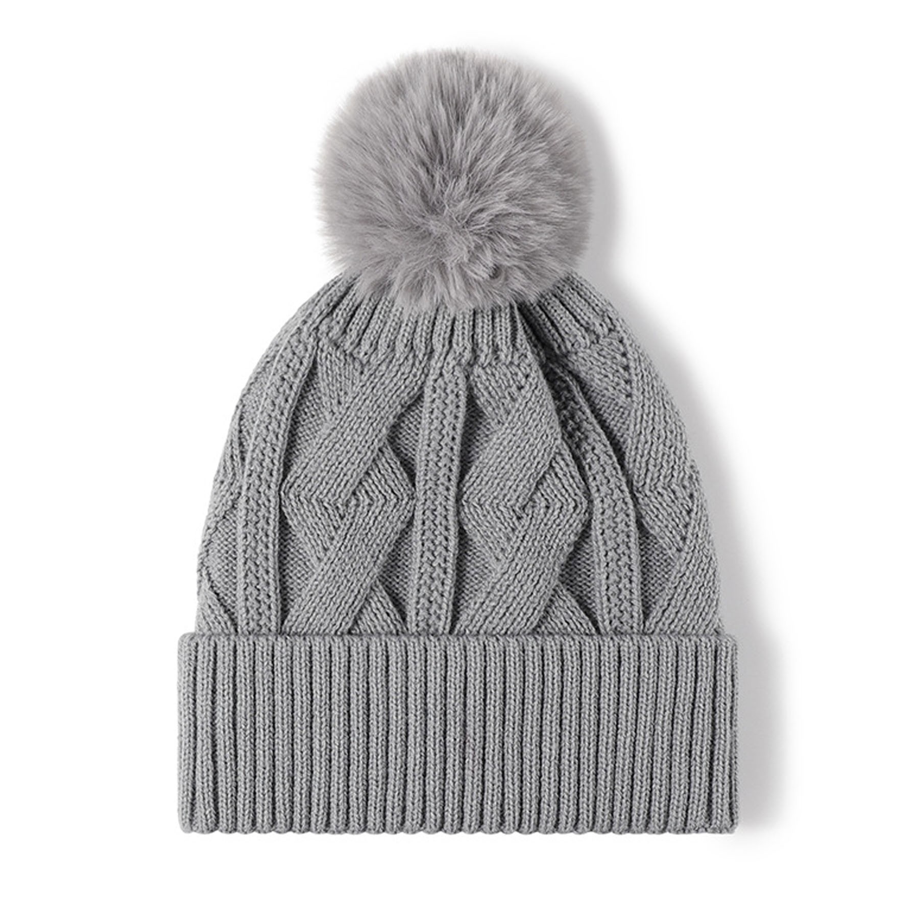 Thick Knitted Hat With Pom 4