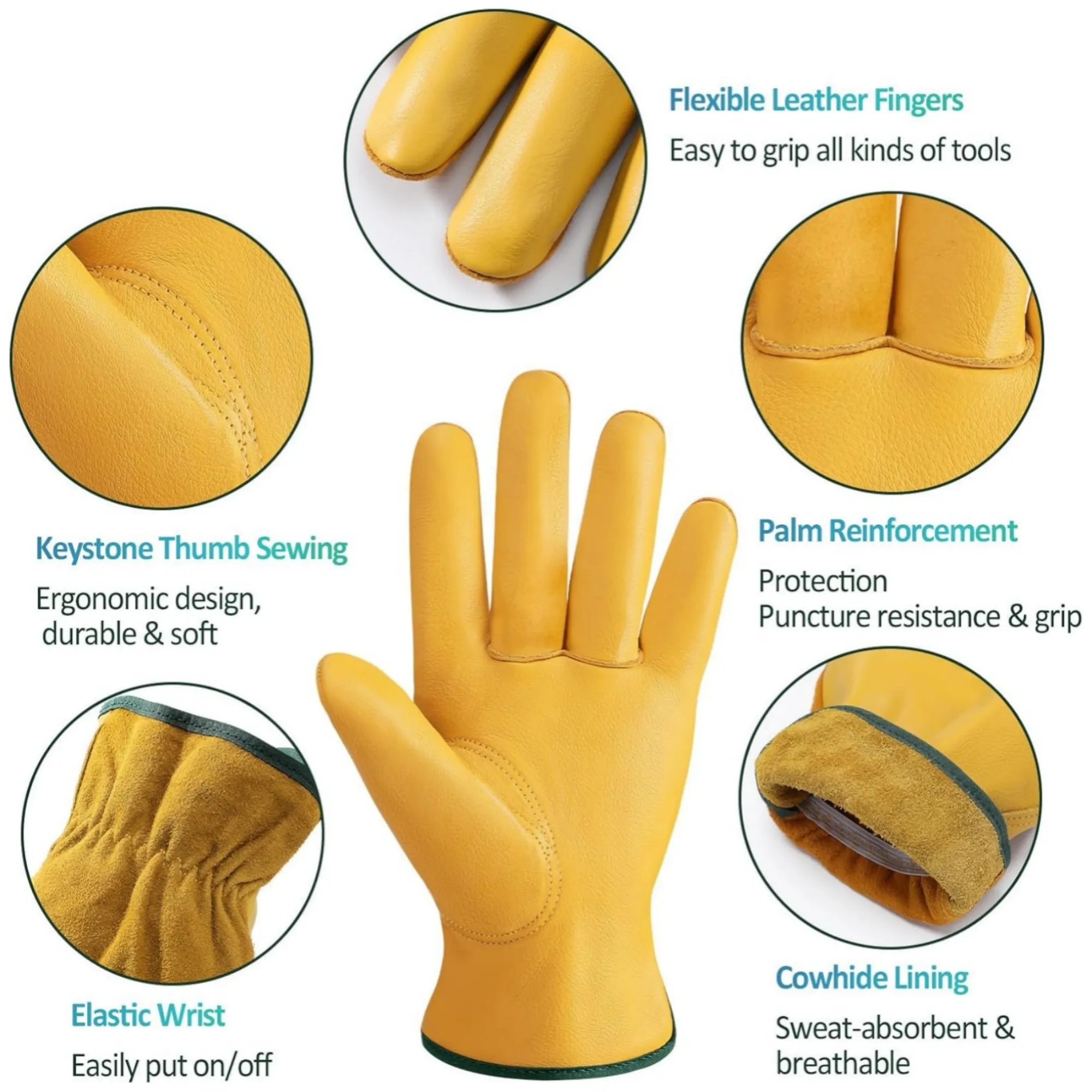 Premium Grain Cowhide Work Gloves 7