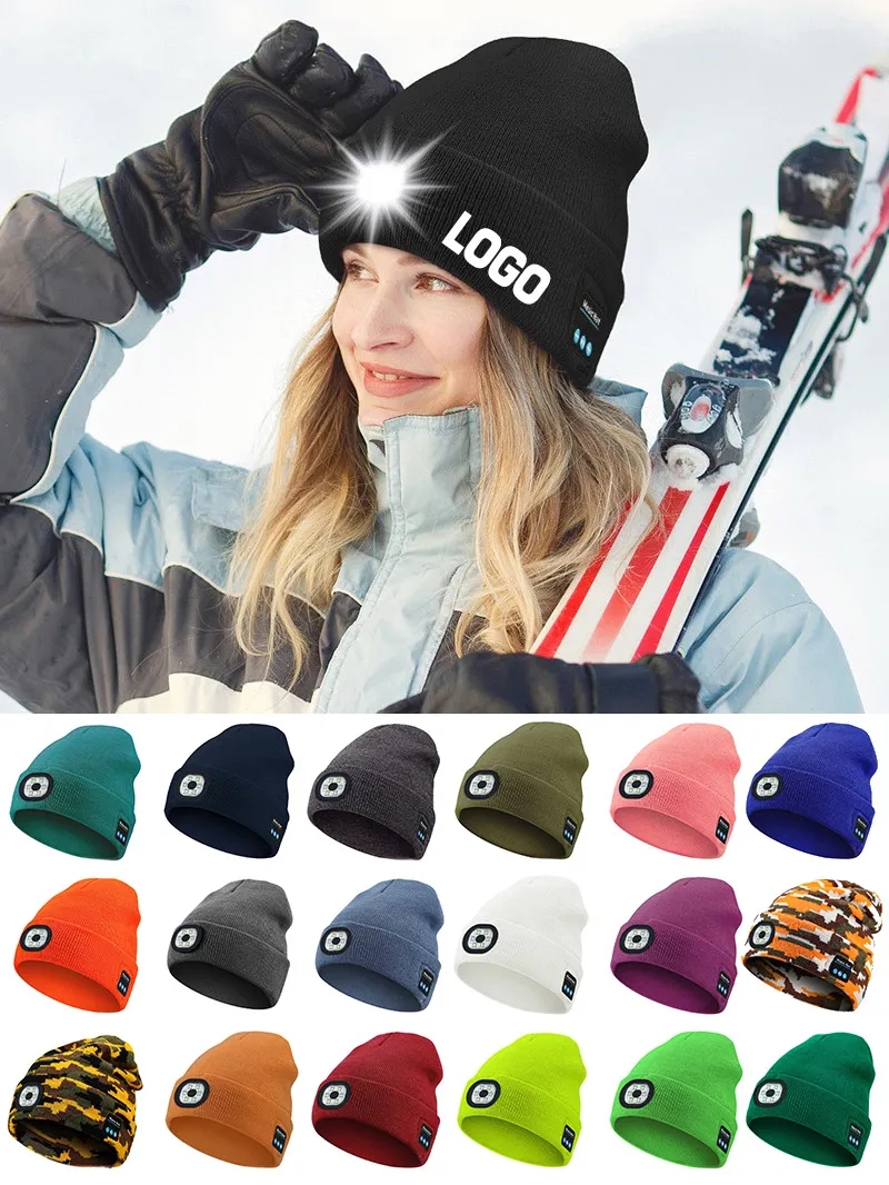Bluetooth Beanie with LED Lights and Speakers - Rechargeable Unisex Winter Tech Hat 6