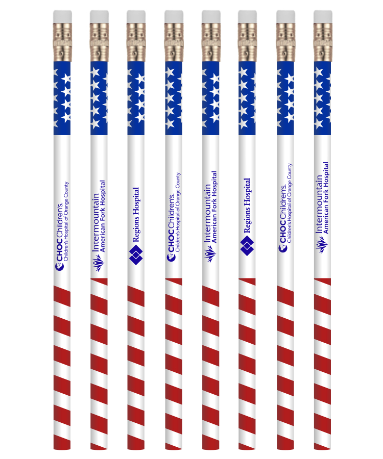 Union Printed - Patriotic USA Flag Foiled Pencils with 1-Color Logo 1