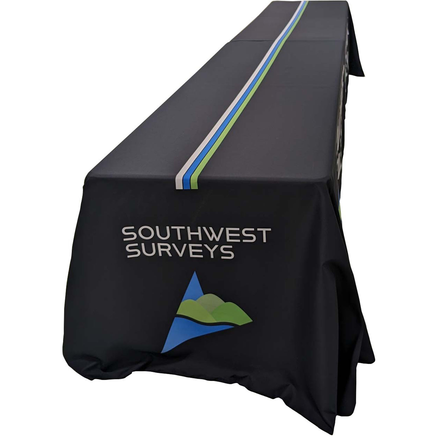 16' LazerCut, 4-Sided Sublimated Tablecloth, Drape Style, Closed Back (on 2 x 8ft tables combined) 4