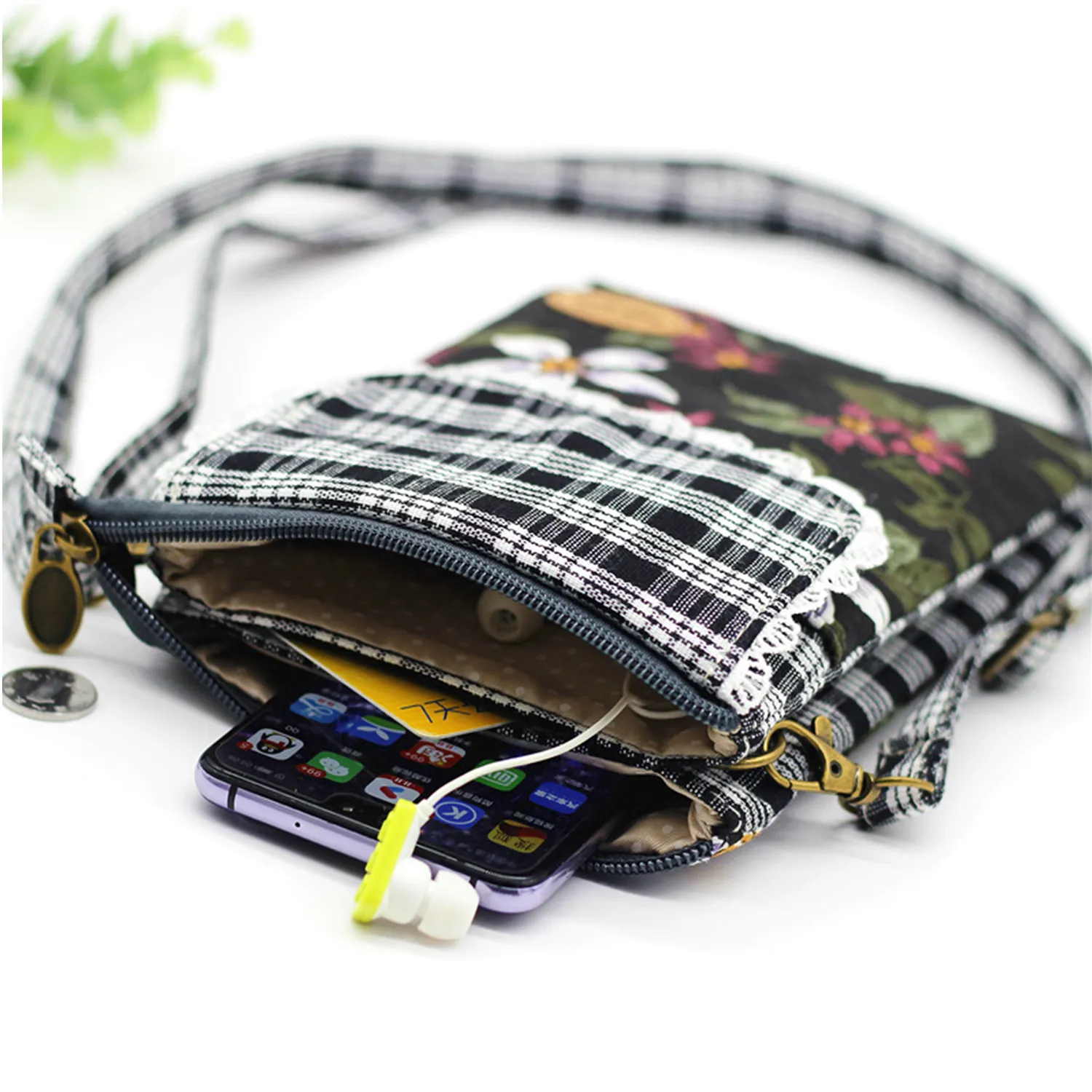 Cotton Multi Pockets Crossbody Phone Bags 2