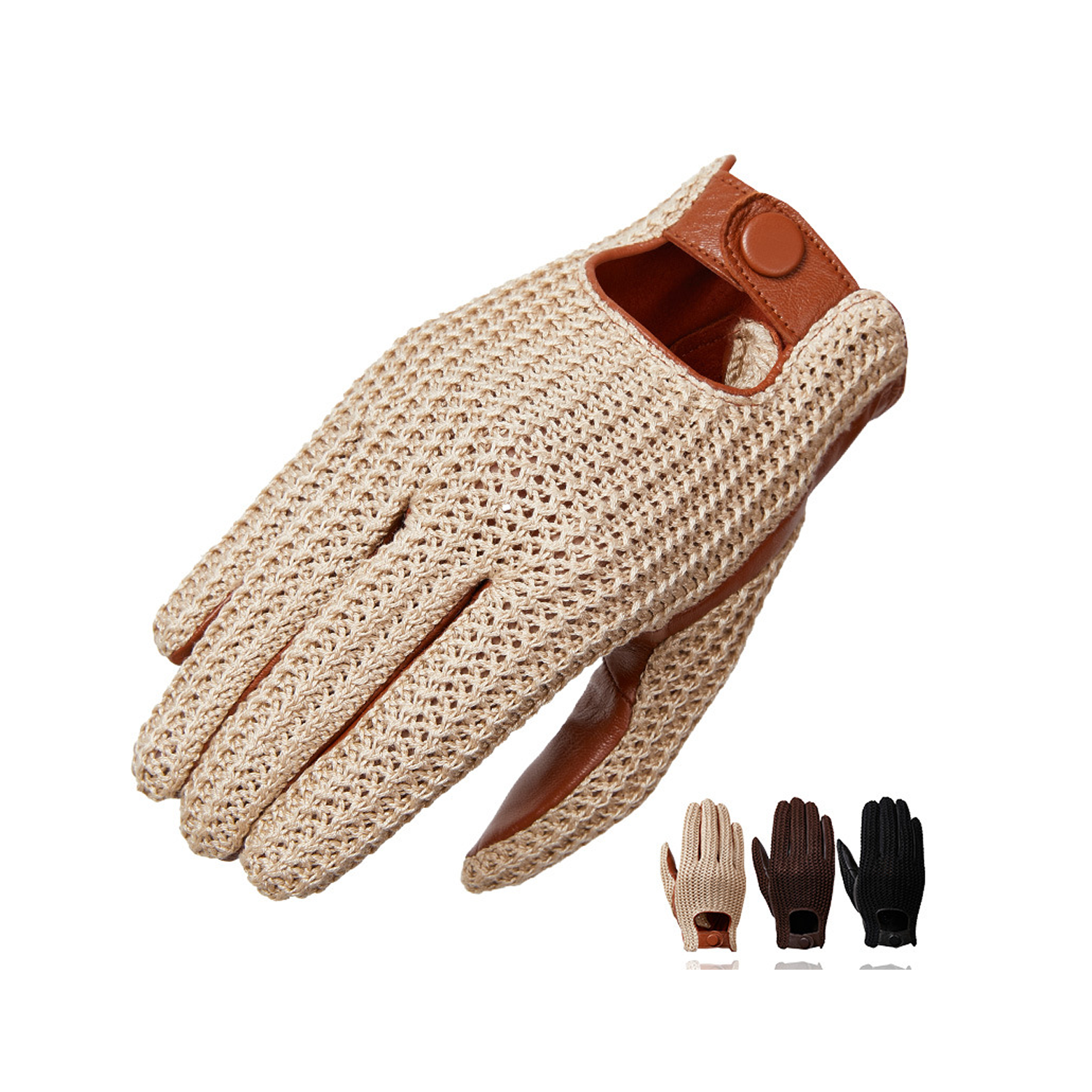 Genuine leather woven anti-slip gloves 6