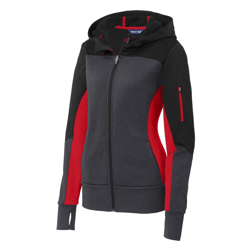 Sport-Tek Women's Tech Fleece Colorblock Full-Zip Hooded Jacket. 31