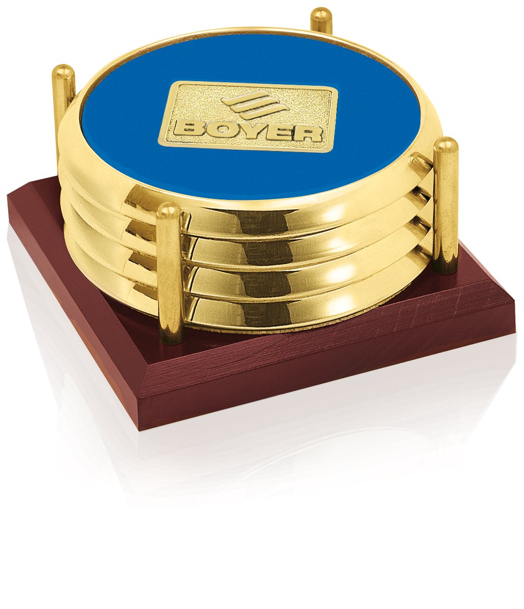 JAFFA® Four Coasters with Solid Cherry Tray 31