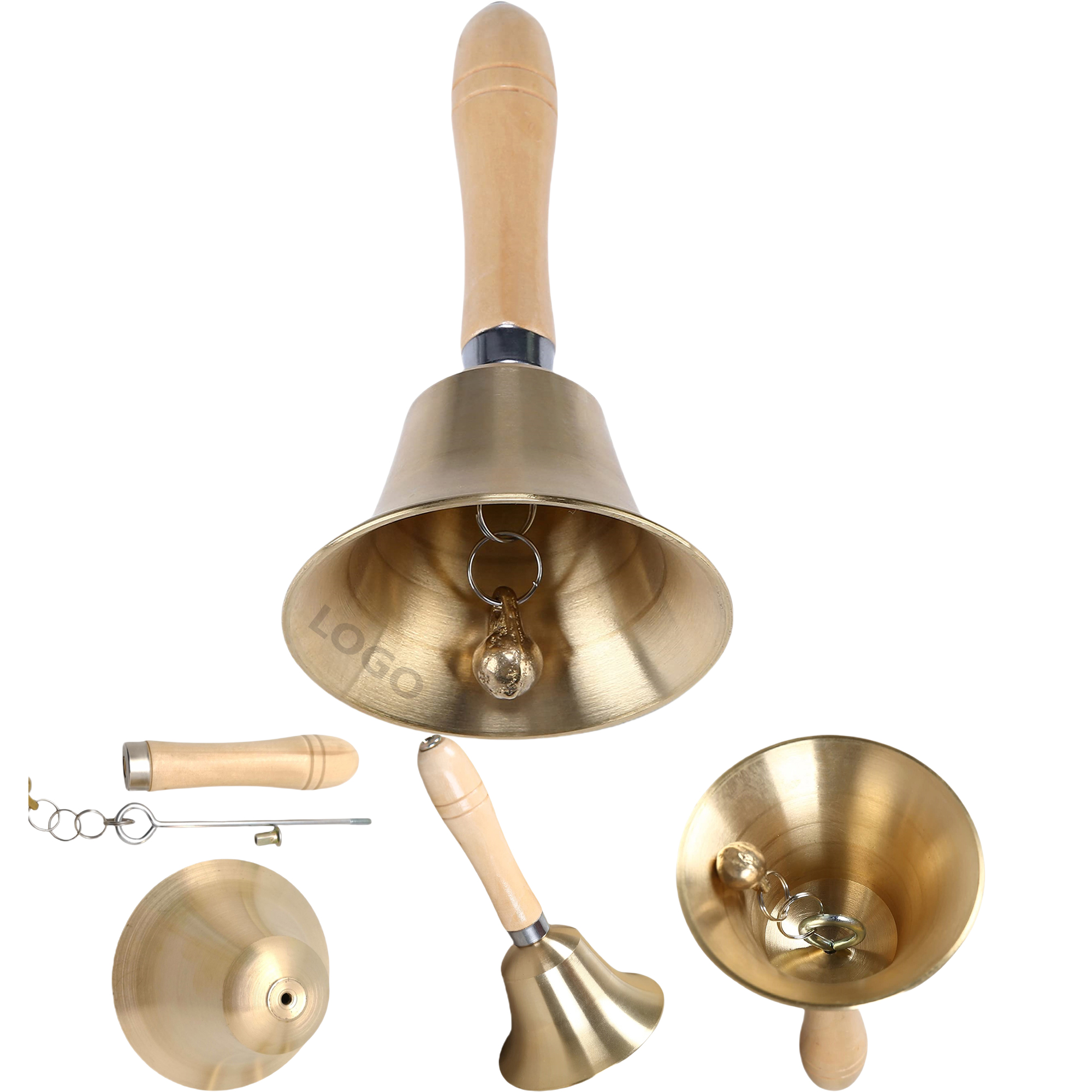 Louder Brass Hand Call Bell with Wooden Handle MOQ50 1