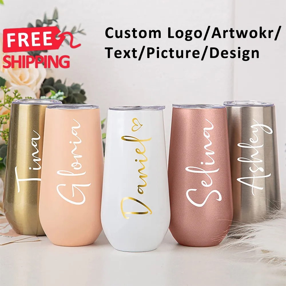 Insulated Champagne Flute With Top Lid Stainless Steel Cup 15