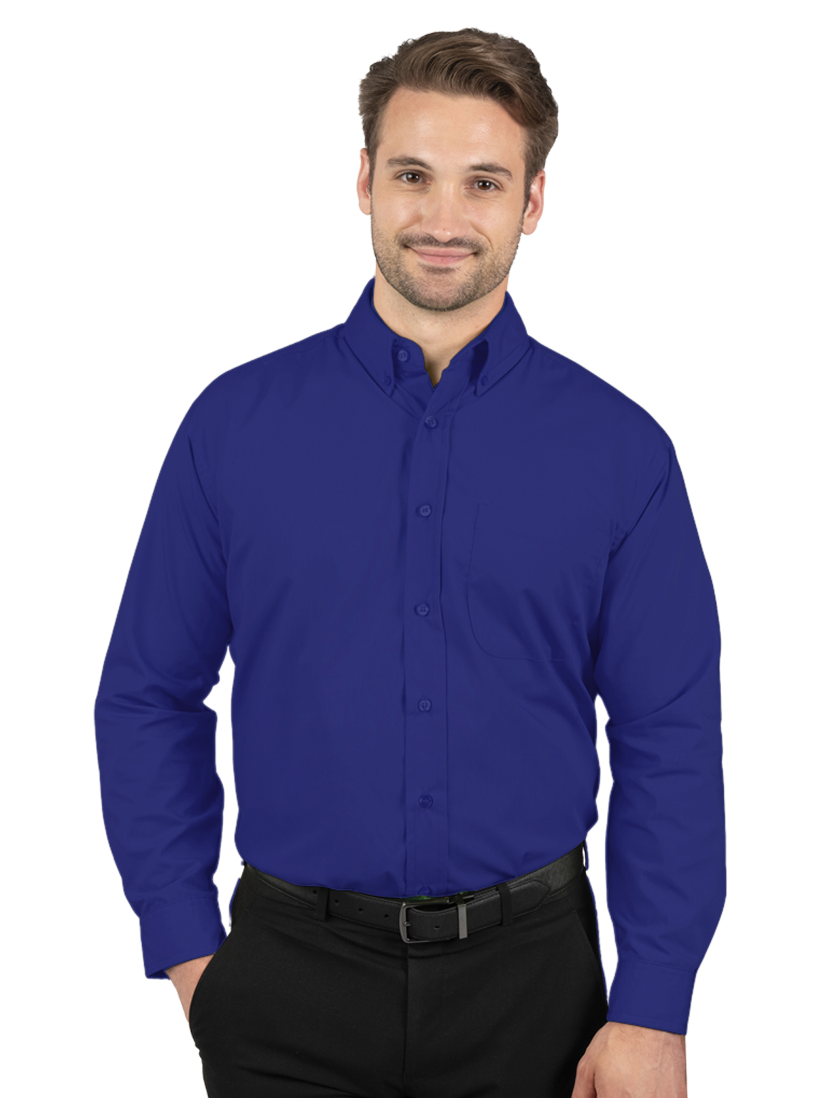 Blue Generation - Men's 1-Pocket Matching Buttons Poplin Shirt 10