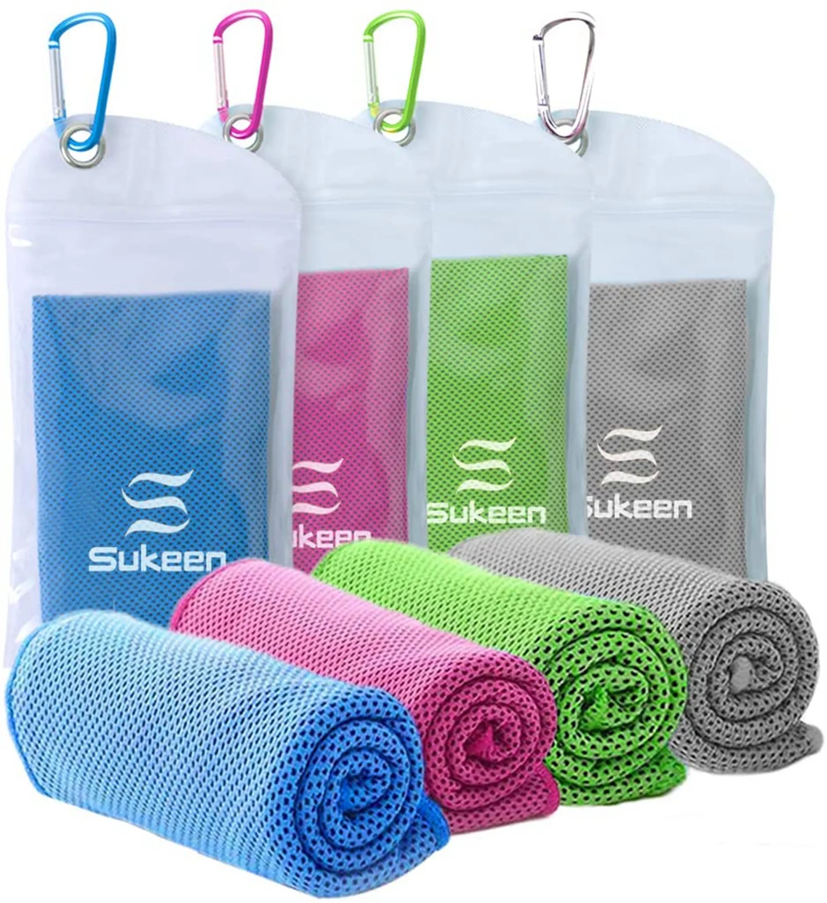Cooling Towel with Zip Pocket and Carabiner, custom towel with logo imprint 3