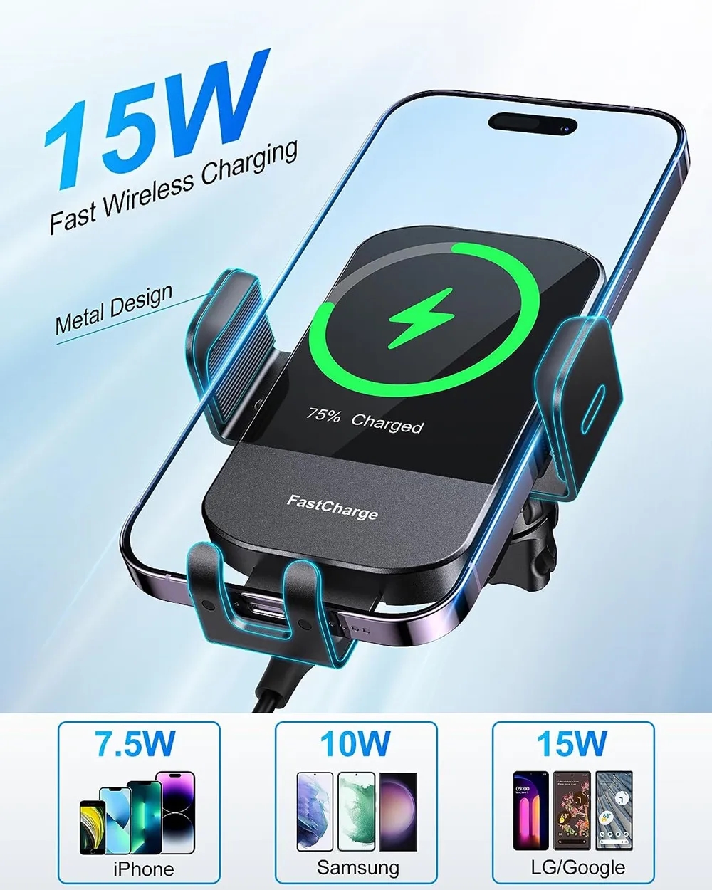 15W Wireless Fast Charging Car Charger 4