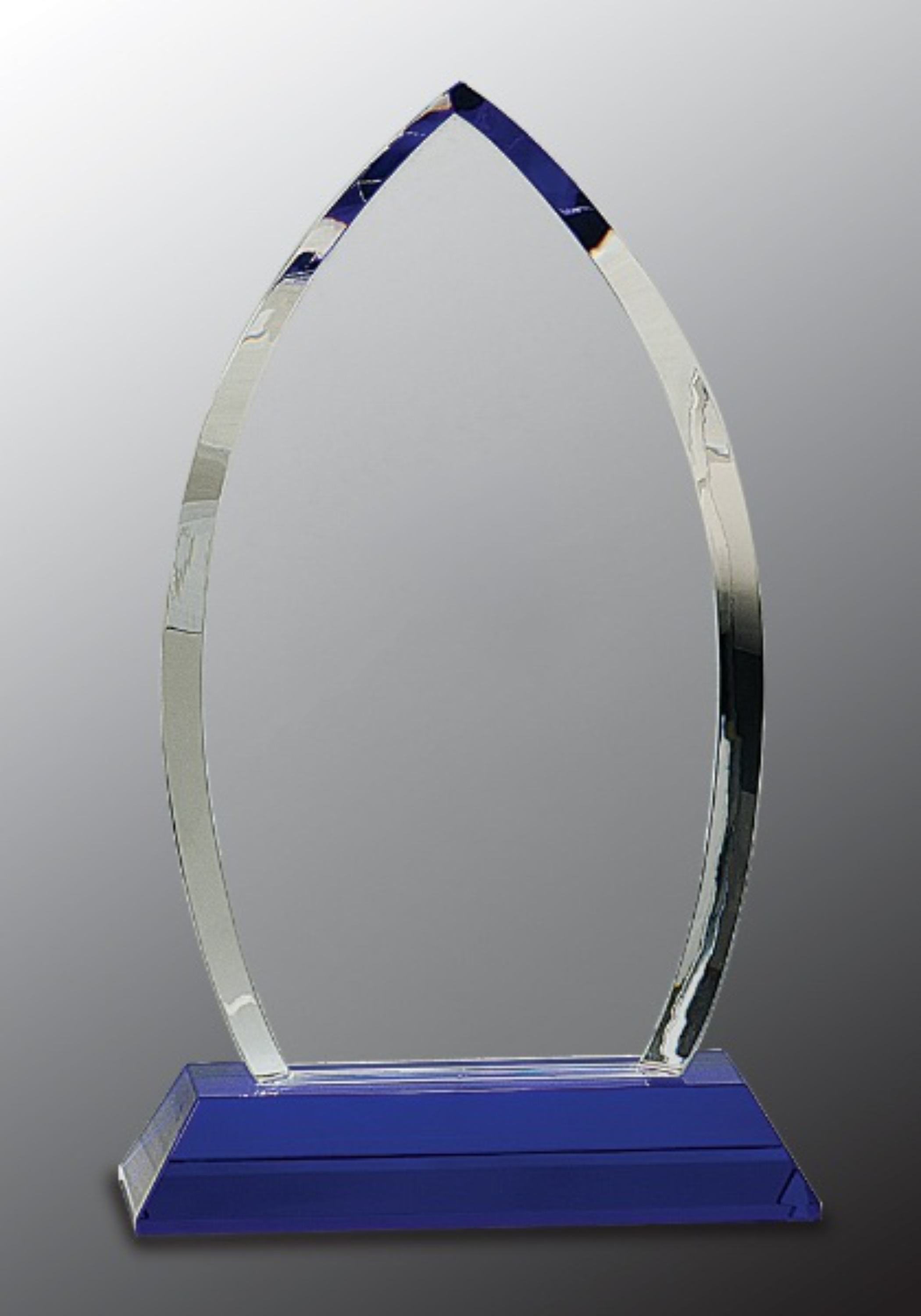 10" Crystal Oval Award on Blue Pedestal Base 1