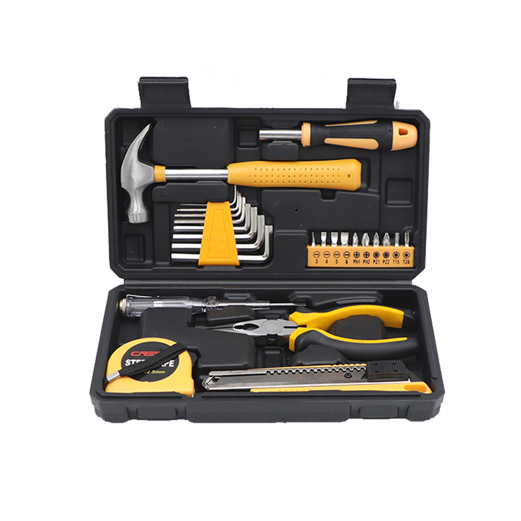 HandyPro 25pc Household Toolbox Set with Hammer, Screwdrivers, and Pliers 9