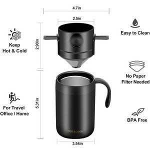 Portable Pour Over Coffee Travel Mug with Reusable Filter 3