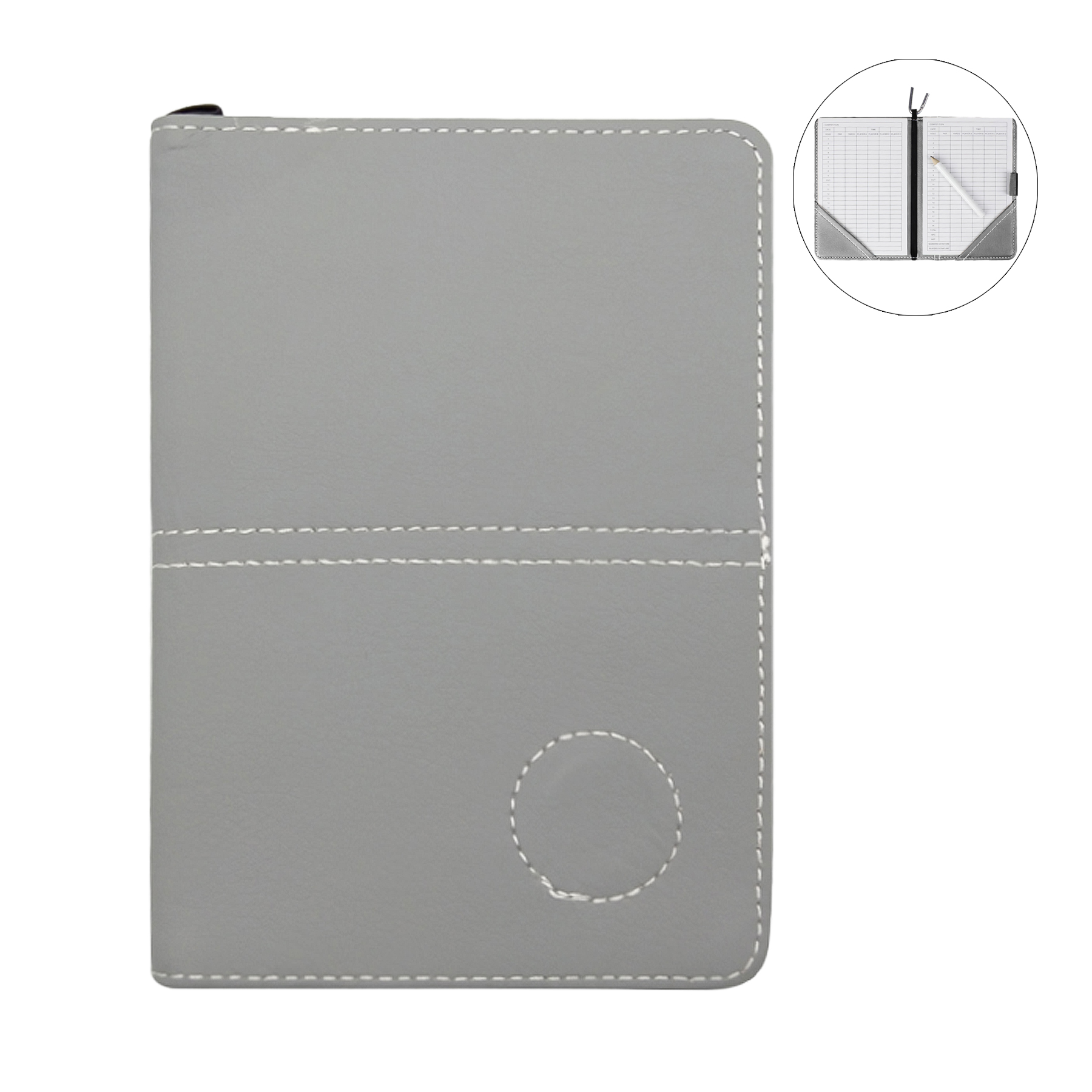 PU Leather Golf Scorecard Holder Yardage Book With Buckle And Pen 4