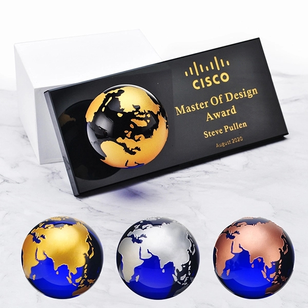 Continental Globe on Glass Base Award 3
