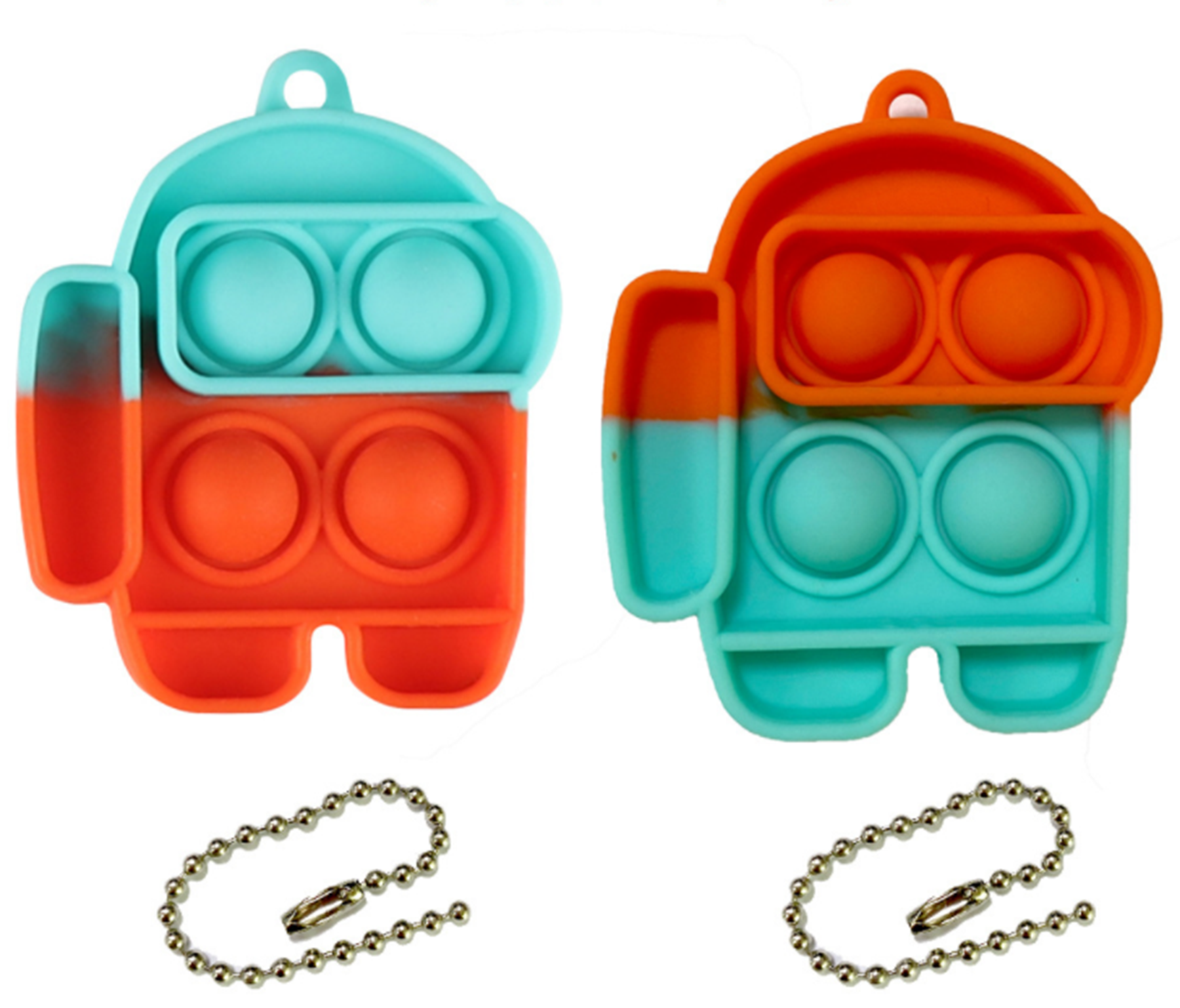 Spaceman Shape Push Pop Bubble Fidget Toy Keychain 8