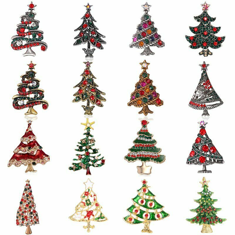 Christmas Tree Deer Snowman Bell Brooch Pin 5