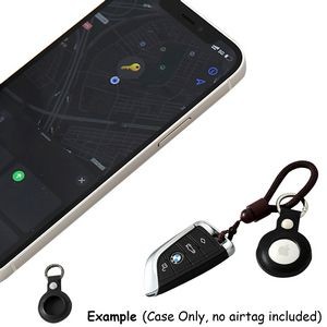 Stylish PU Leather Airtag Holder Key Ring With Loop Closure 22