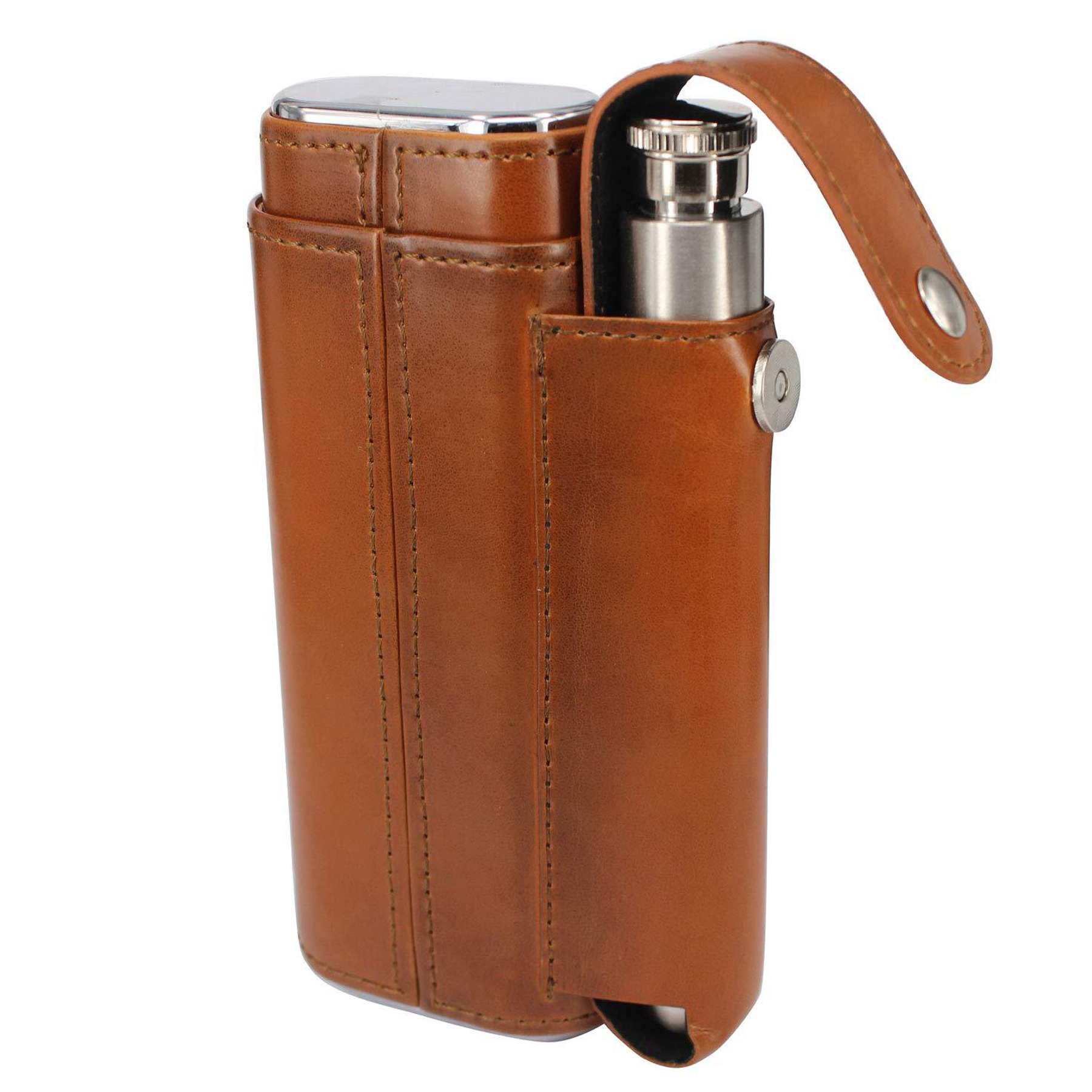 Cigar Holder with Flask and Cutter Set 2