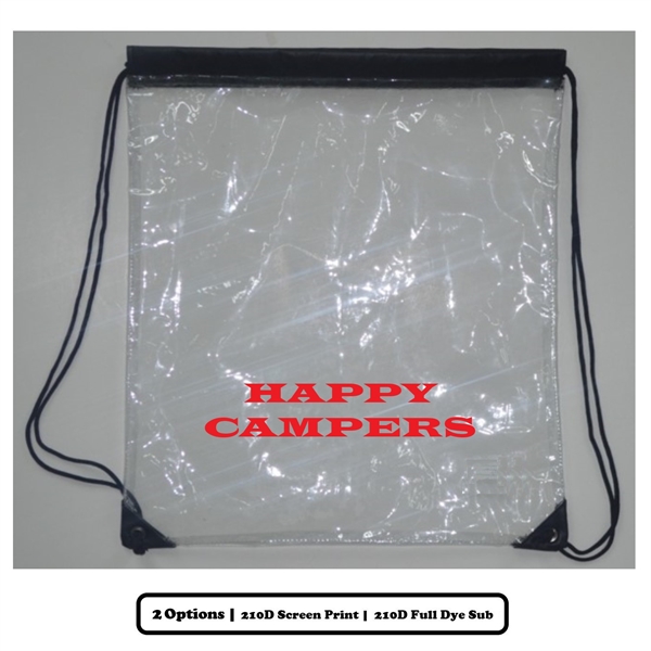 Screen Printed Clear Polyester Drawstring Bag 3
