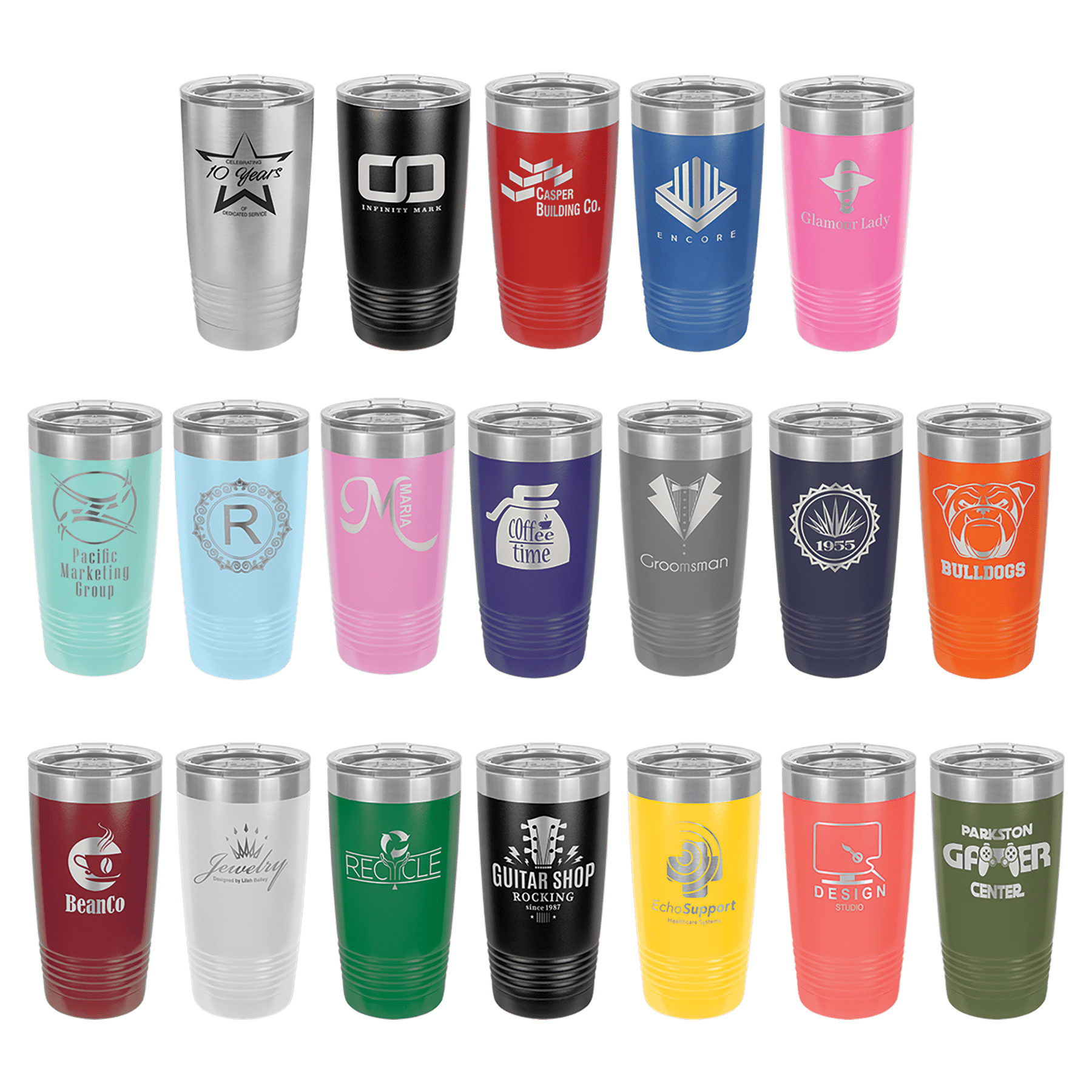 Polar Camel 20 oz. Ringneck Vacuum Insulated Tumbler w/Clear Lid