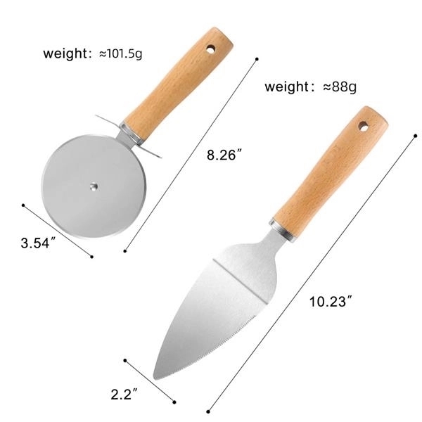 Stainless Steel Pizza Cutter & Server Set 2