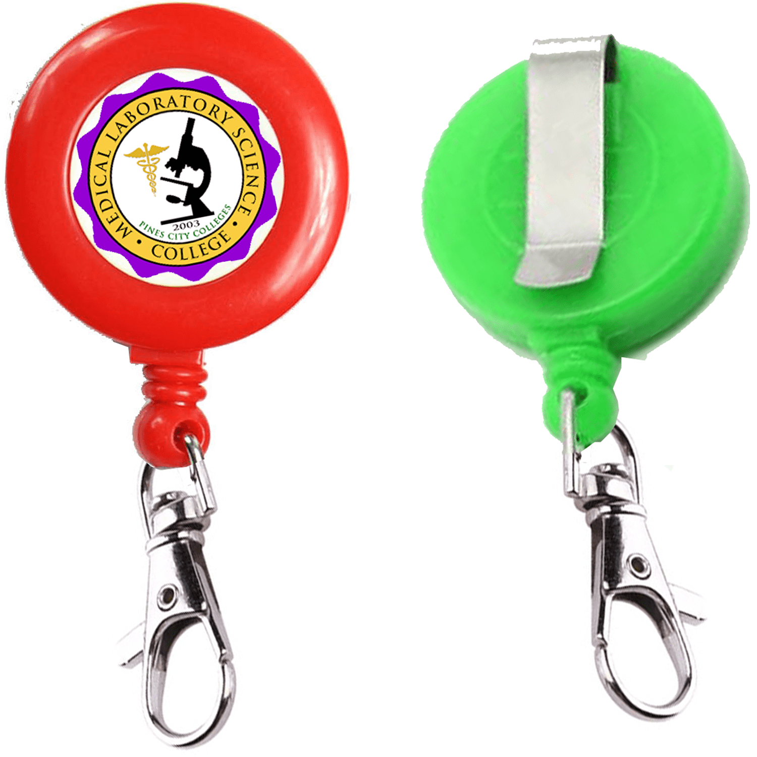 Retractable Round Badge Reel Holder w/ Lobster Claw & Belt Clip 3