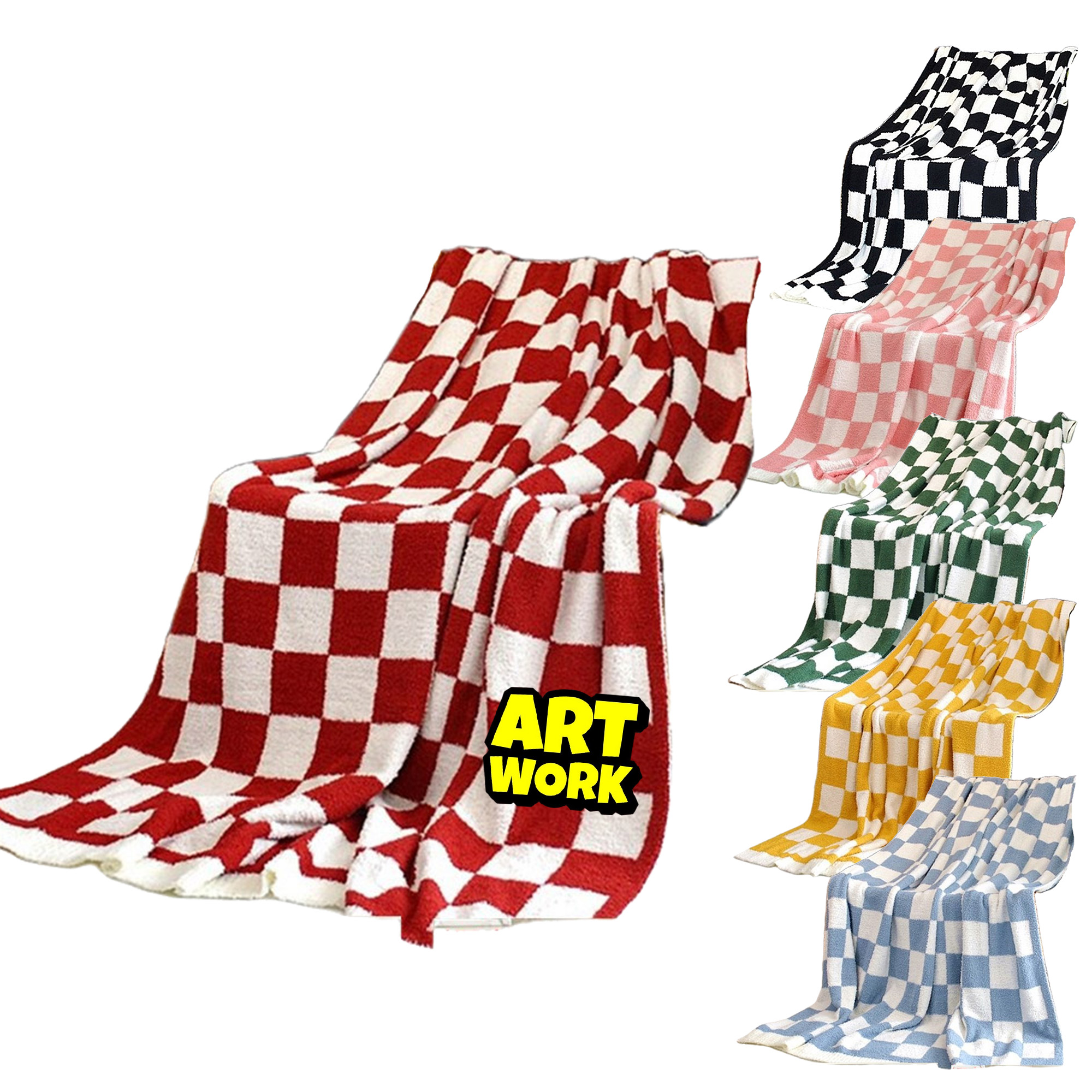 Fluffy Fuzzy Checkered Throw Blanket 7