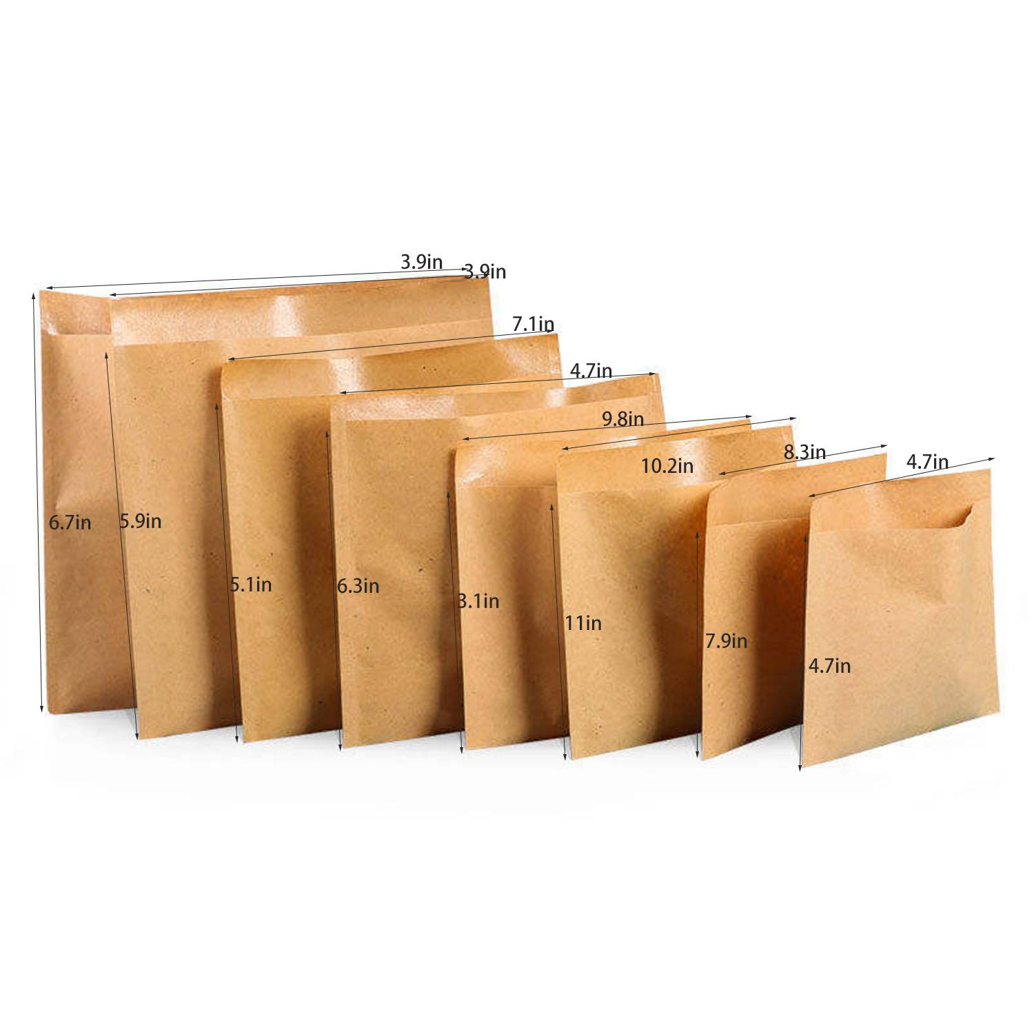 100PCS/Pack Custom Greaseproof Kraft Paper Bags 1