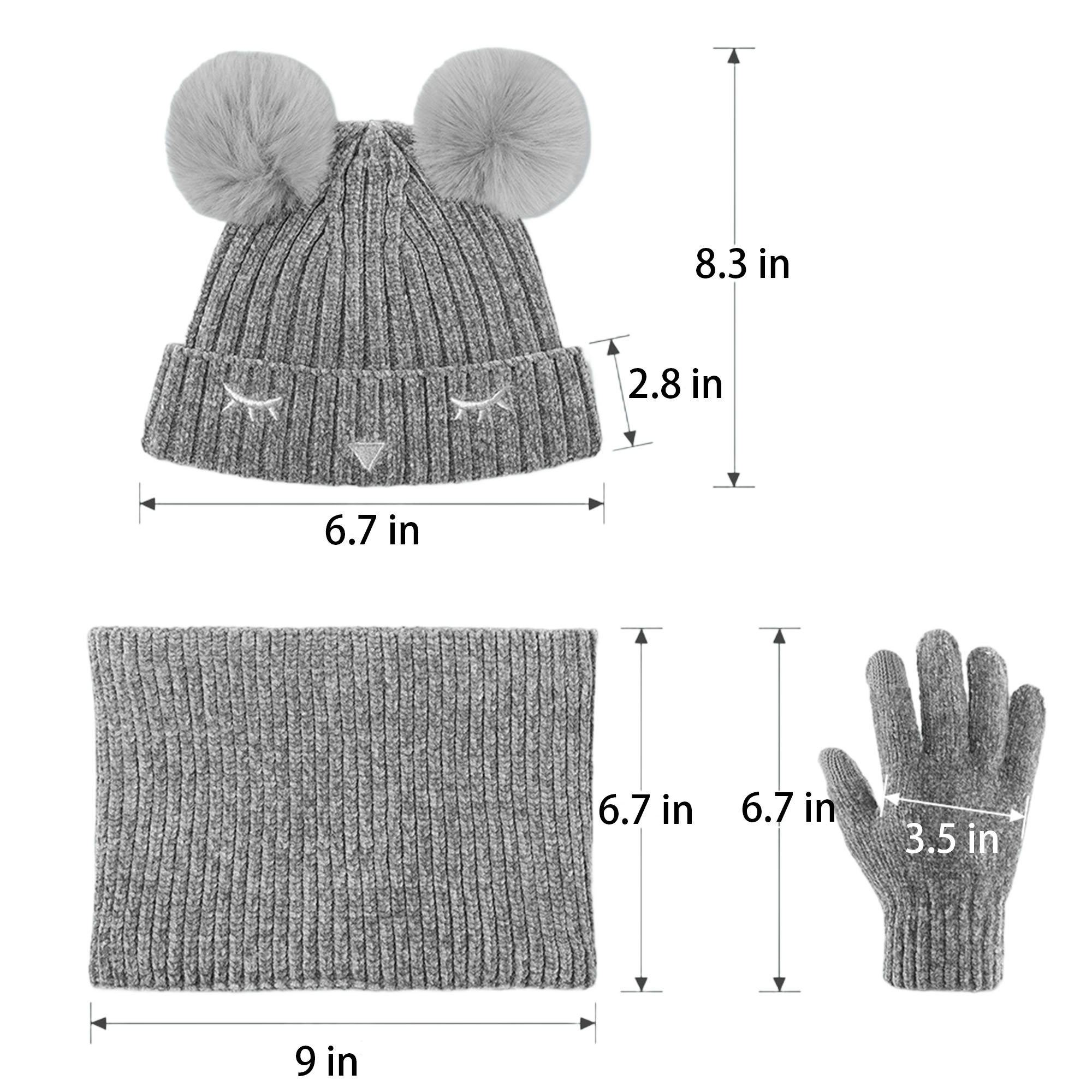3Pcs Kids Winter Cute Warm Hat Gloves Scarf Set 2