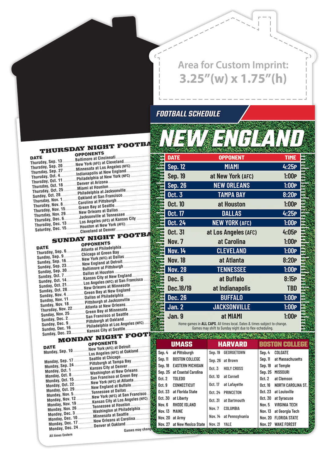 Magna-Card House Shape Magnet Football Schedules (3.5x9)