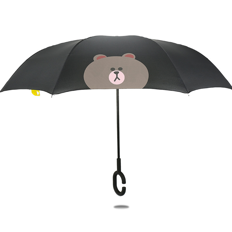 Cartoon Pattern Double Layer Reverse Umbrella with C-Shaped Handle 6