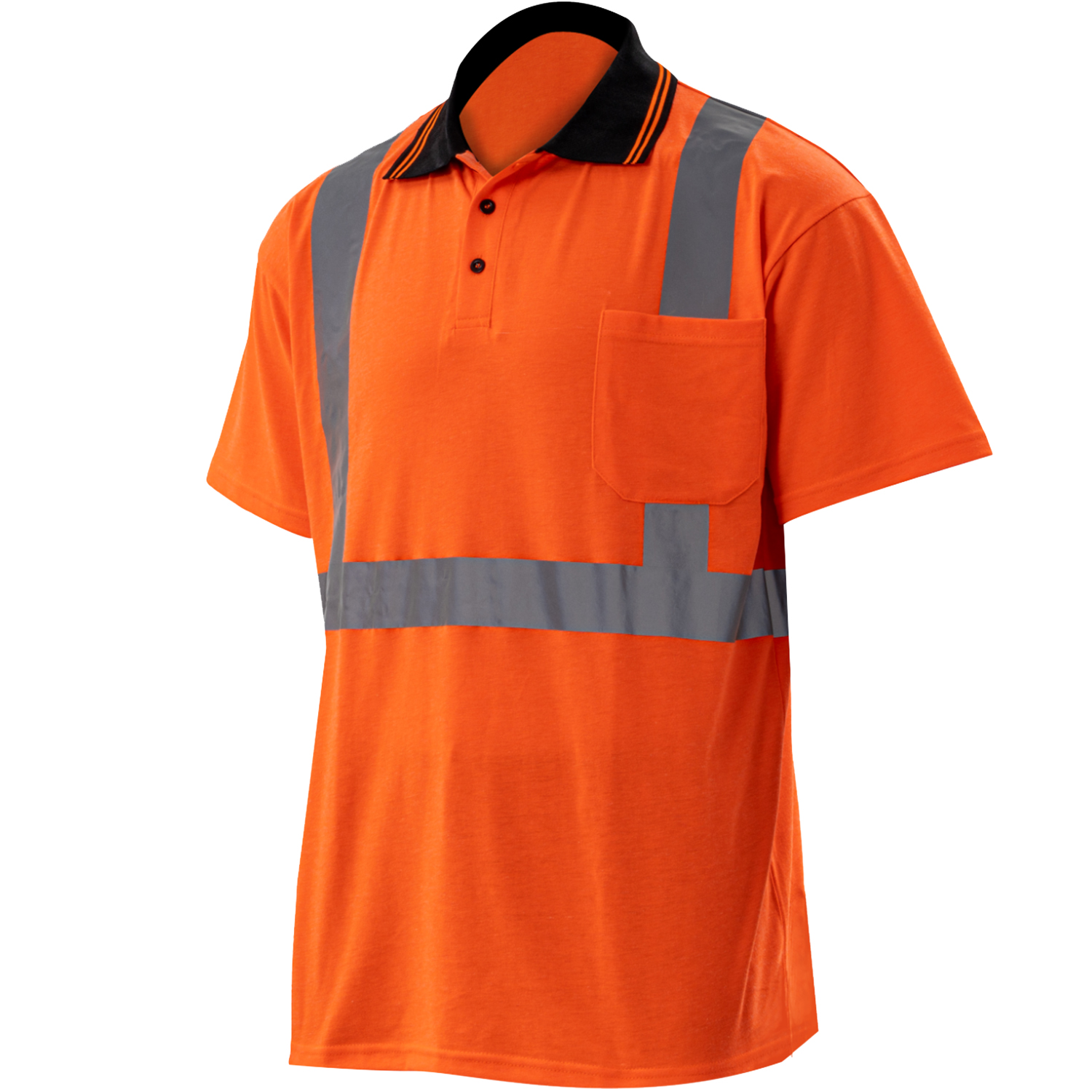 Class 2 Cotton Knitted Reflective Tape Polo Shirt with Pocket 4