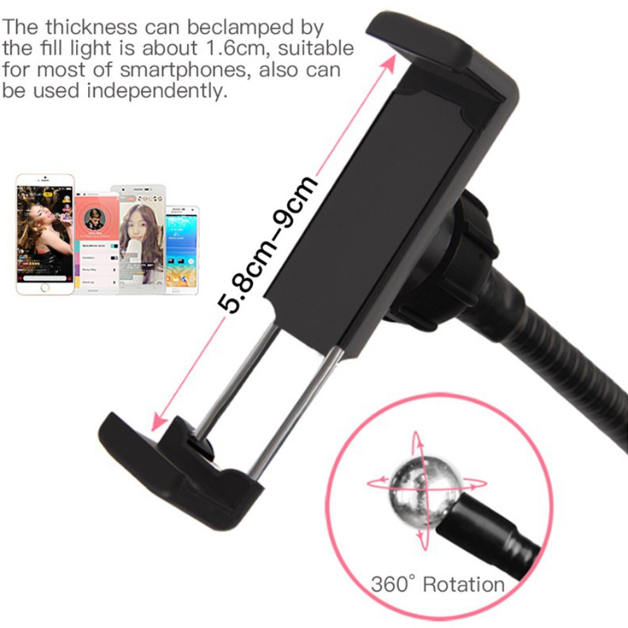 2 In 1 LED Selfie Ring Light Rotating Desktop Phone Stand 3